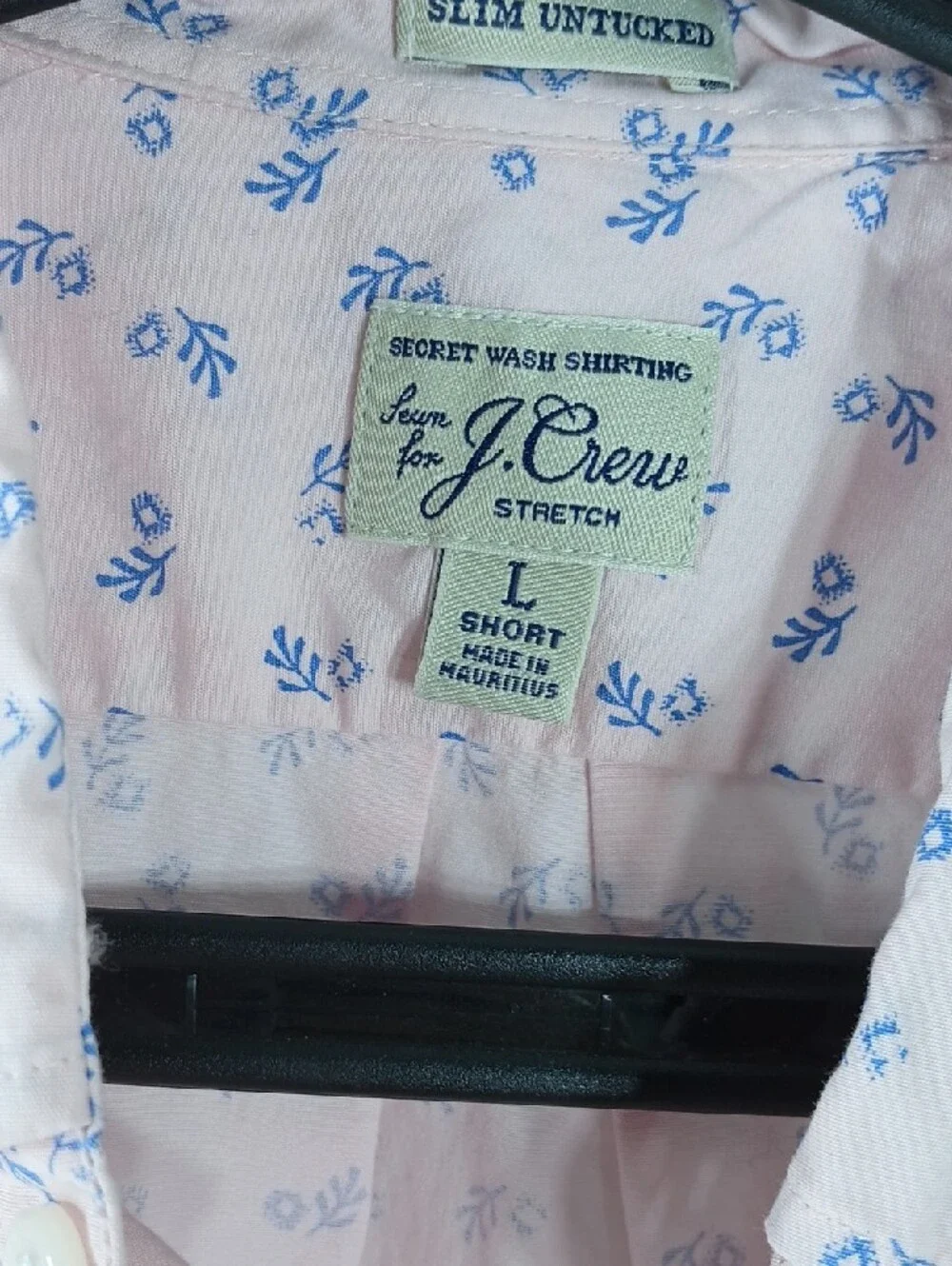 J. Crew mens cotton Light Pink Button-Down Shirt with Blue Floral Print large